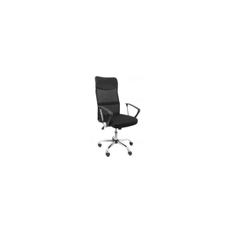(31DBNE) PIQUERAS Y CRESPO SILLA GONTAR GIRATORIA BASCULANTE B/FIJOS RESPALDO MALLA NEGRA ASIENTO TAPIZADO NEGRO