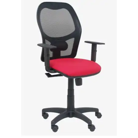 (345SM840B350B10CRN) PIQUERAS Y CRESPO SILLA ALOCÉN SINCRO B/REGULABLE RESPALDO DE MALLA NEGRO ASIENTO ROJO
