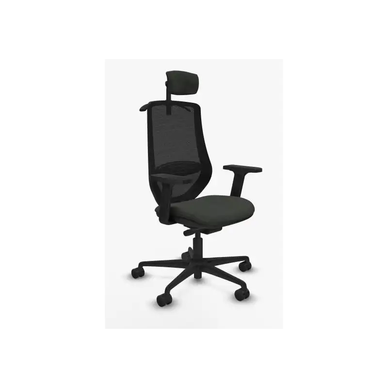 (392TKM5B840B2D036N2H) PIQUERAS Y CRESPO SILLA MARDOS GIRATORIA TRASLACK BRAZOS 2D CABECERO 2D ASIENTO TEJIDO BALI NEGRO