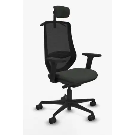 (392TKM5B840B2D036N2H) PIQUERAS Y CRESPO SILLA MARDOS GIRATORIA TRASLACK BRAZOS 2D CABECERO 2D ASIENTO TEJIDO BALI NEGRO