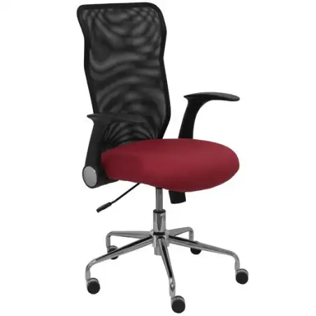 (4031BALI933) PIQUERAS Y CRESPO SILLA MINAYA GIRATORIA MECANISMO BASCULANTE B/REGULABLES RESPALDO MALLA NEGRO ASIENTO 3D GRANATE
