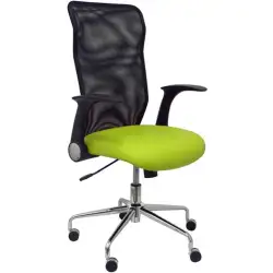 (4031SP22) PIQUERAS Y CRESPO SILLA MINAYA GIRATORIA BASCULANTE BRAZOS RETRÁCTILES RESPALDO MALLA NEGRO ASIENTO 3D SIMILPIEL P...