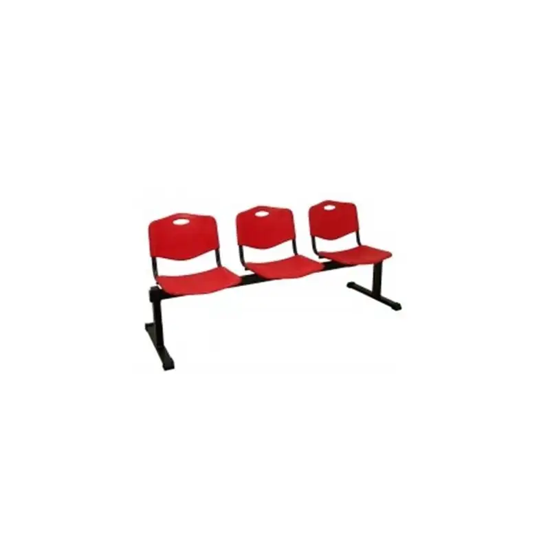 (B3PIRJ) PIQUERAS Y CRESPO BANCADA ISO 3 PLAZAS ASIENTO Y RESPALDO PVC ROJO