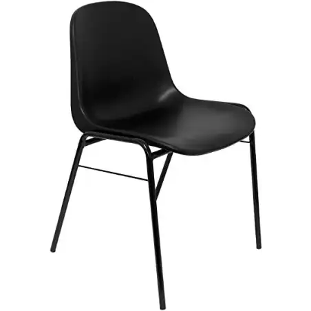 (PACK423NE) PIQUERAS Y CRESPO PACK DE 4 SILLAS FIJAS APILABLES BETA ASIENTO Y RESPALDO PVC NEGRO