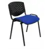 (PACK426PRARAN229) PIQUERAS Y CRESPO PACK DE 4 SILLAS FIJAS APILABLES PÉTROLA RESPALDO PVC NEGRO Y ASIENTO TAPIZADO ARAN AZUL
