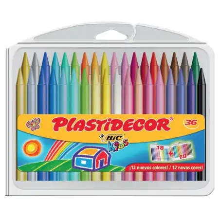 (8823372) PLASTIDECOR CERAS KIDS COLORES SURTIDOS ESTUCHE 36 UD