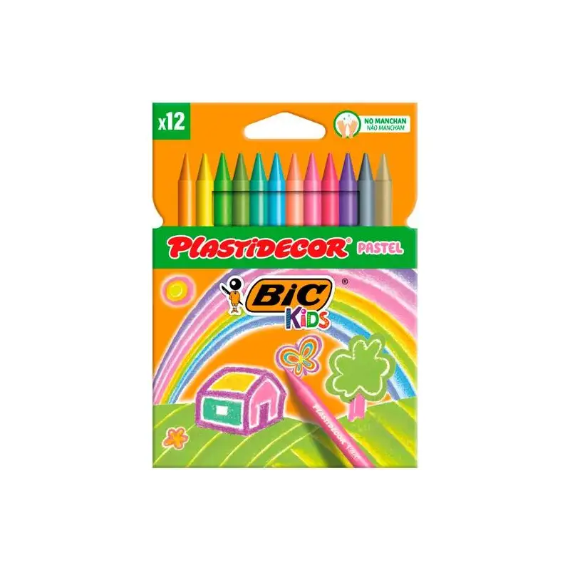 (9339613) PLASTIDECOR CERAS KIDS PASTEL COLORES SURTIDOS ESTUCHE 12 UD