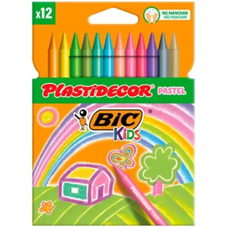 (9339613) PLASTIDECOR CERAS KIDS PASTEL COLORES SURTIDOS ESTUCHE 12 UD