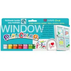 (02011) PLAYCOLOR PINTURA PARA CRISTALES EN BARRA ESTUCHE DE 12 C/SURTIDOS