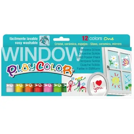 (02011) PLAYCOLOR PINTURA PARA CRISTALES EN BARRA ESTUCHE DE 12 C/SURTIDOS