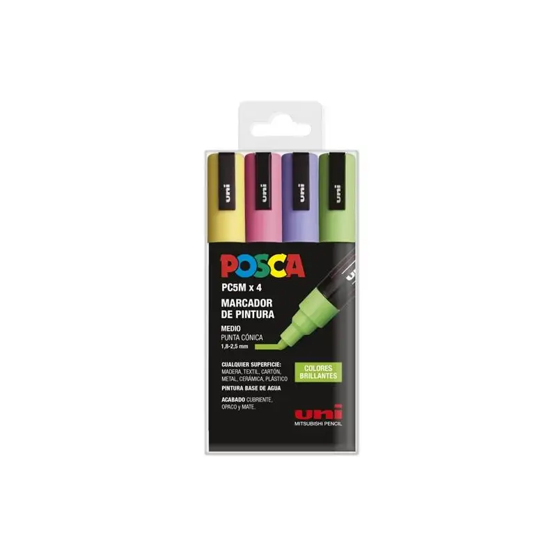 (182634854) POSCA MARCADOR  PC-5M/4C NO PERMANENTE 1.8MM-2.5MM COLORES SURTIDOS BRILLANTES -ESTUCHE 4U-
