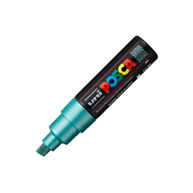 (300749000) POSCA MARCADOR  PC-8K NO PERMANENTE PUNTA BISELADA 8.0MM VERDE METÁLICO