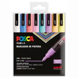 (302422319) POSCA MARCADOR  PC-3M/8C NO PERMANENTE PUNTA FINA 0.9MM-1.3MM COLORES SURTIDOS PASTEL -8U-