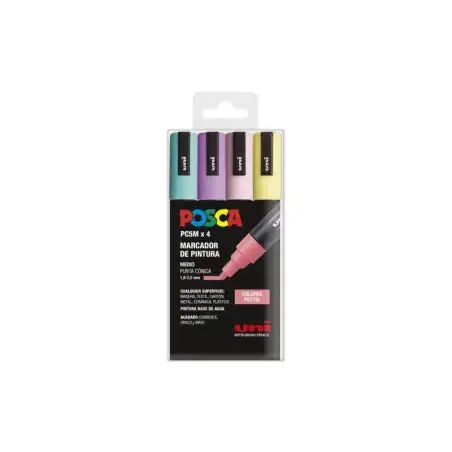 (302422325) POSCA MARCADORES DE PINTURA PC-5M NO PERMANENTE PUNTA CÓNICA ESTUCHE 4 C/SURTIDOS PASTEL