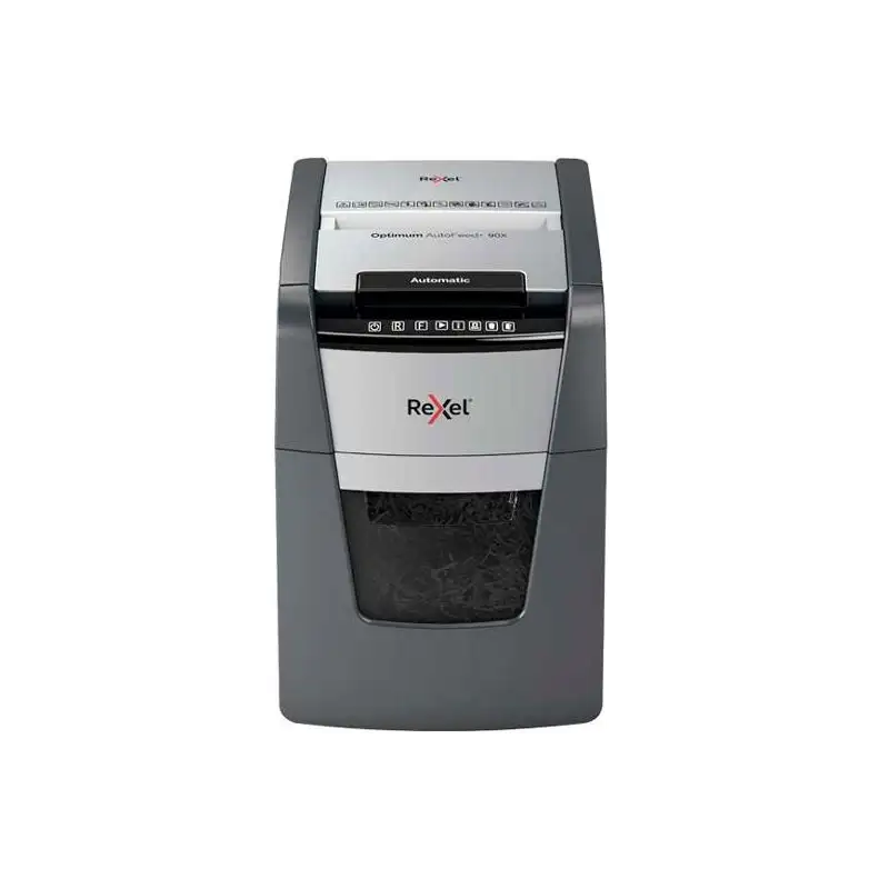 (2020090XEU) REXEL DESTRUCTORA AUTOMÁTICA OPTIMUM AUTOFEED 90X CORTE PARTÍCULAS P-4 (4X28MM) ANTIATASCO NEGRO