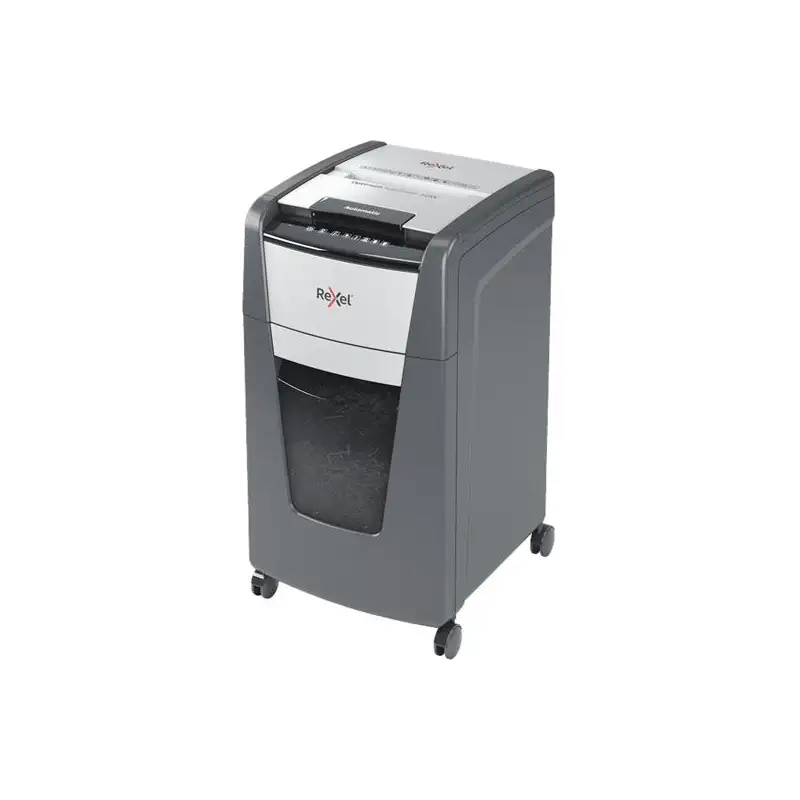(2020225XEU) REXEL DESTRUCTORA AUTOMÁTICA OPTIMUM AUTO + 225X CORTE PARTÍCULAS P-4 (4X26MM) ANTIATASCO NEGRO