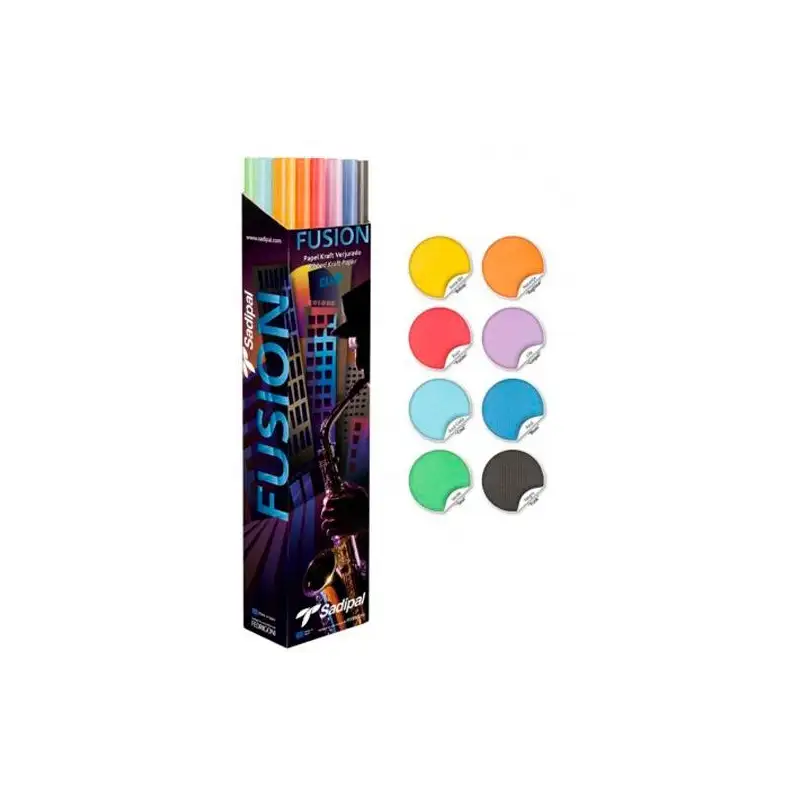 (S0310010) SADIPAL CAJA EXPOSITORA 30 ROLLOS PAPEL KRAFT VERJURADO 65GR 1X3M FUSIÓN COLLECTION NUEVO SURTIDO
