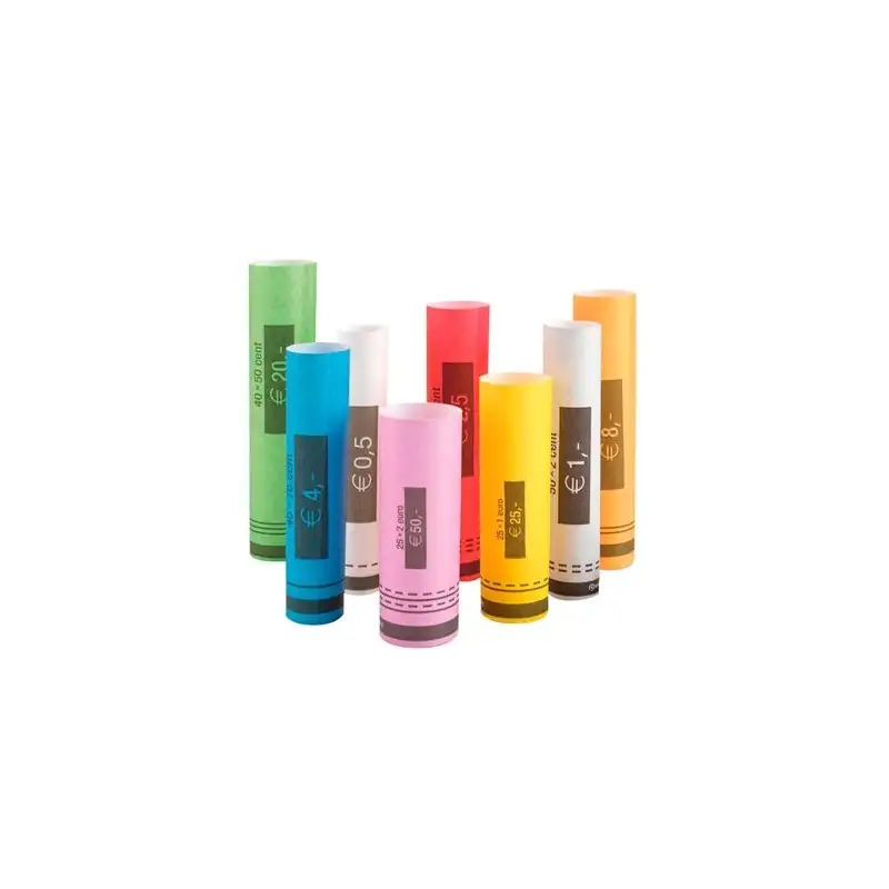 (141-0761) SAFESCAN ROLLO DE PAPEL PARA MONEDAS DE EURO PACK DE 10 ROLLOS POR MONEDA (80 ROLLOS)