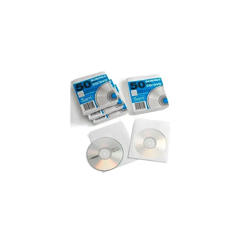 (664897) SAM SOBRE OFFSET BLANCO 90 GR. ENGOMADO AUTOADHESIVO 125X125 PARA CDS/DVD 50 SOBRES