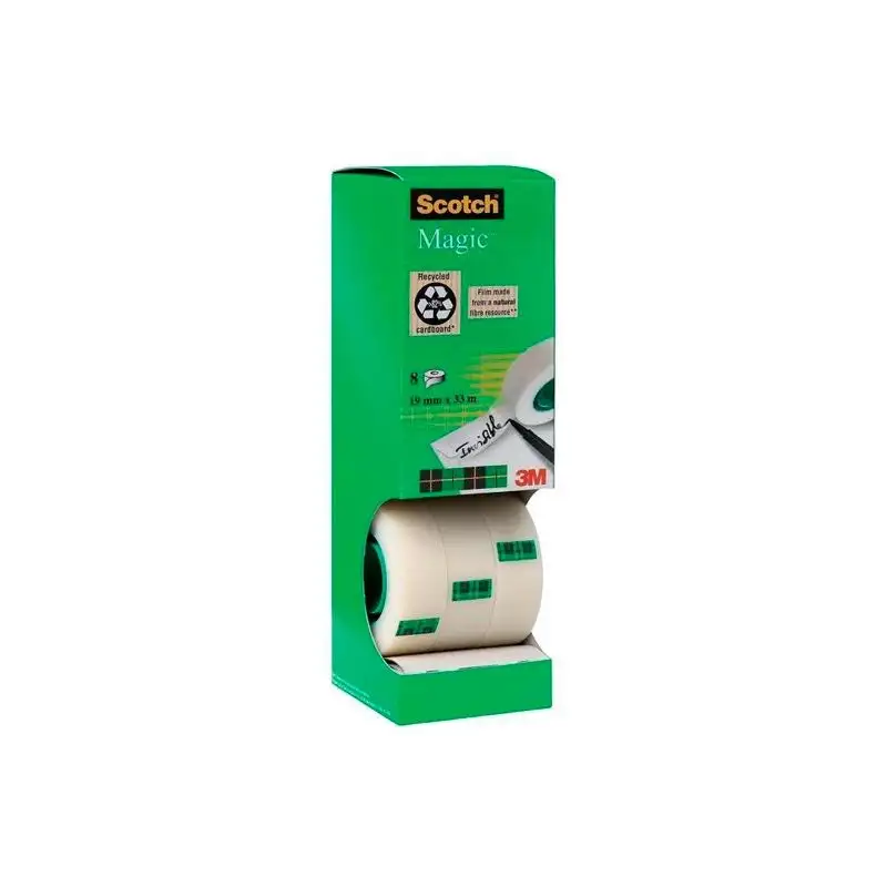 (7100026960) SCOTCH CINTA ADHESIVA INVISIBLE MAGIC ROLLO 19MM X 33M CAJA 8U