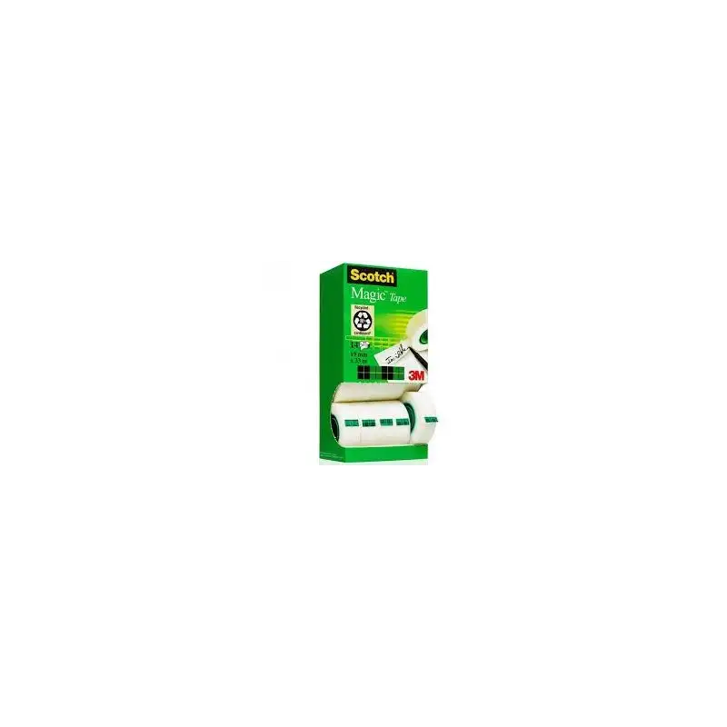 (7100026965) SCOTCH CINTA ADHESIVA INVISIBLE MAGIC ROLLO 19MM X 33M CAJA 12+2UD