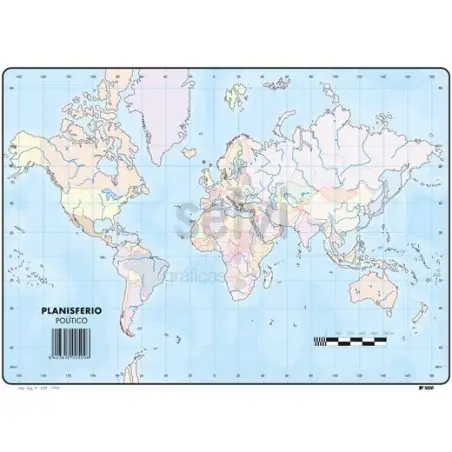 (509) SELVI MAPA MUDO PLANISFERIO POLITICO A4 -50U-