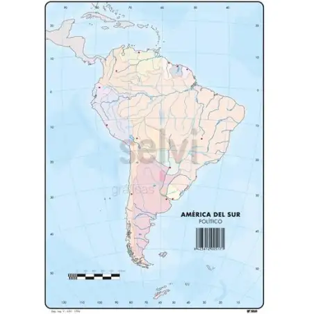 (517) SELVI MAPA MUDO POLÍTICO DE AMERICA DEL SUR A4 -50U-