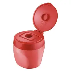 (4849/01-3) STABILO WOODY 3 EN 1 SACAPUNTAS CON DEPÓSITO Y TAPA ROJO
