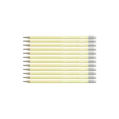 (4908/01-HB) STABILO LÁPIZ GRAFITO SWANO PASTEL HB CON GOMA AMARILLO CAJA 12 UD
