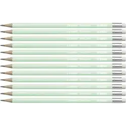 (4908/02-HB) STABILO LÁPIZ GRAFITO SWANO PASTEL HB CON GOMA VERDE CAJA 12 UD