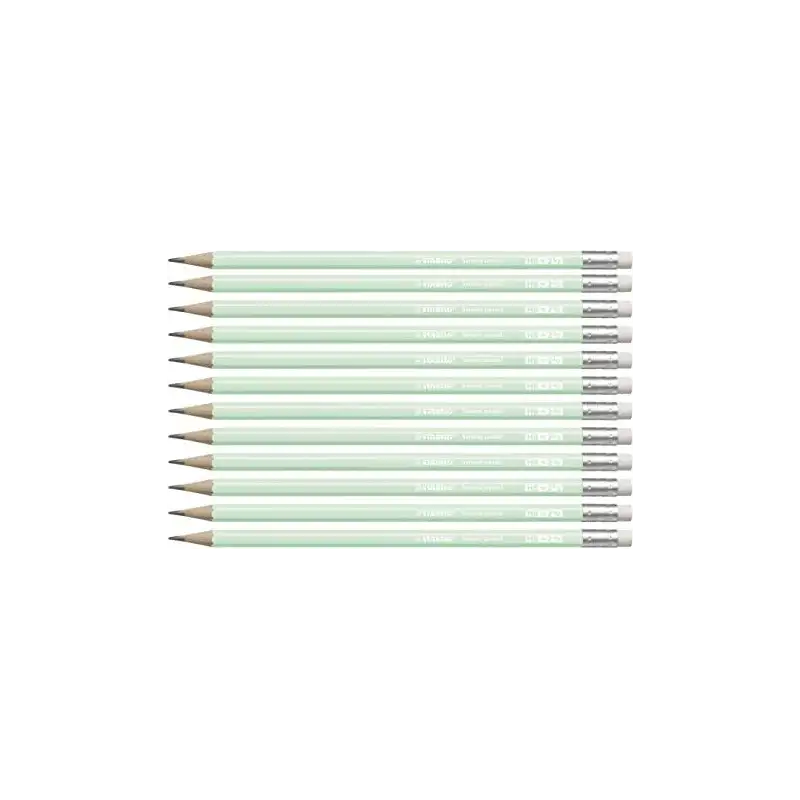 (4908/02-HB) STABILO LÁPIZ GRAFITO SWANO PASTEL HB CON GOMA VERDE CAJA 12 UD