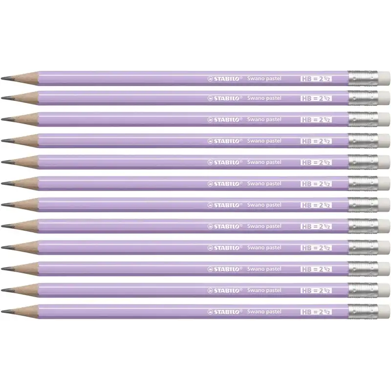 (4908/03-HB) STABILO LÁPIZ GRAFITO SWANO PASTEL HB CON GOMA LILA CAJA 12 UD