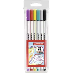 (568/06-11) STABILO ROTULADORES PEN 68 BRUSH C/SURTIDOS ESTUCHE PLÁSTICO 6 UD