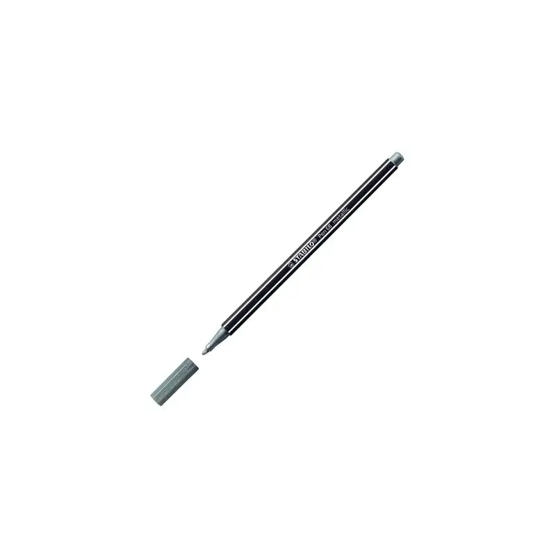 (68/805) STABILO ROTULADOR PEN 68 METALLIC PLATA CAJA 10 UD