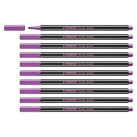 (68/856) STABILO ROTULADOR PEN 68 METALLIC ROSA METÁLICO CAJA 10 UD