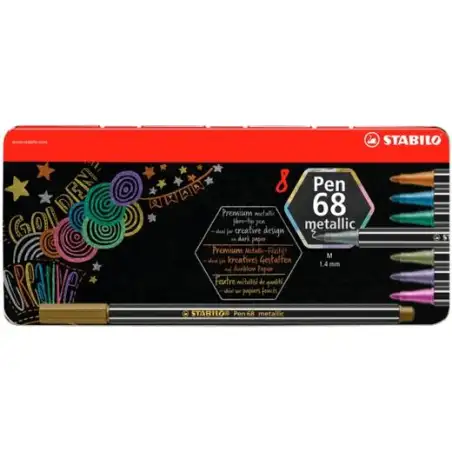 (6808/8-31) STABILO ROTULADORES PEN 68 METALLIC C/SURTIDOS METÁLICOS ESTUCHE DE METAL 8 UD
