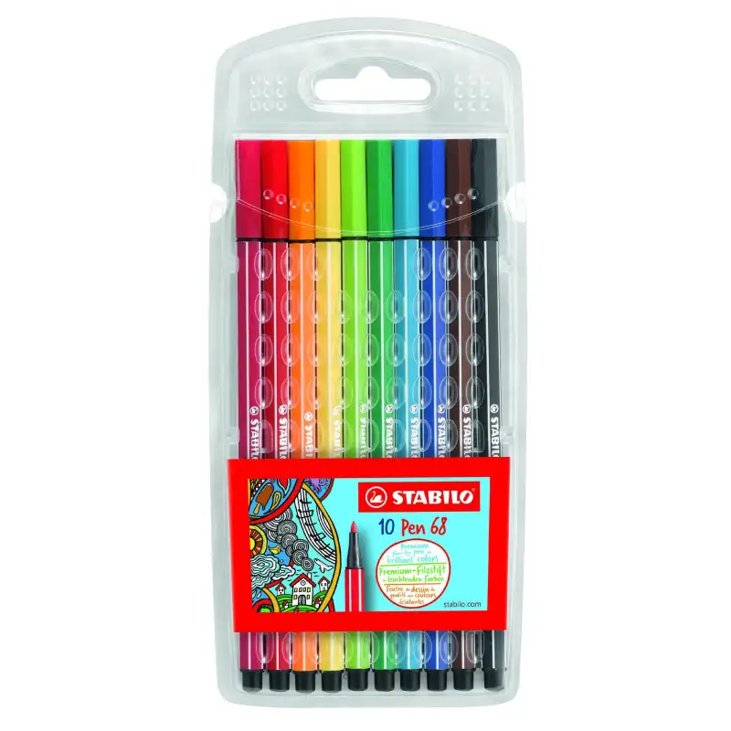 (6810/PL) STABILO ROTULADORES PEN 68 C/SURTIDOS ESTUCHE PLÁSTICO 10 UD
