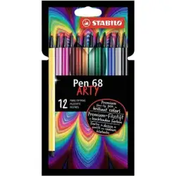 (6812-1-20) STABILO ROTULADORES PEN 68 ARTY C/SURTIDOS INTENSOS ESTUCHE CARTÓN 12 UD