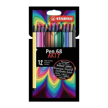 (6812-1-20) STABILO ROTULADORES PEN 68 ARTY C/SURTIDOS INTENSOS ESTUCHE CARTÓN 12 UD