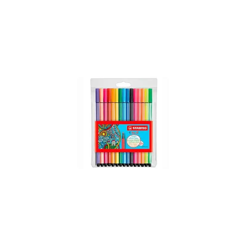 (6815-2) STABILO ROTULADORES PEN 68 COLORES SURTIDOS 10 ESTÁNDAR + 5 NEÓN ESTUCHE 15 UD