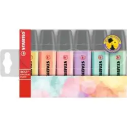 (70/6-2) STABILO MARCADOR FLUORESCENTE BOSS ORIGINAL C/SURTIDOS PASTEL BLÍSTER 6 UD