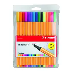 (8815-1) STABILO ROTULADORES POINT 88 COLORES SURTIDOS (5 NEÓN) ESTUCHE 15 UD