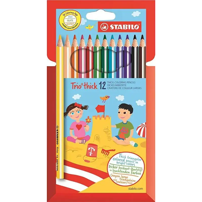 (203/12-01) STABILO LÁPICES DE COLORES TRIO THICK C/SURTIDOS ESTUCHE 12 UD