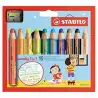 (880/10-2) STABILO LÁPICES DE COLORES WOODY 3 EN 1 C/SURTIDOS ESTUCHE DE 10 UD + 1 SACAPUNTAS