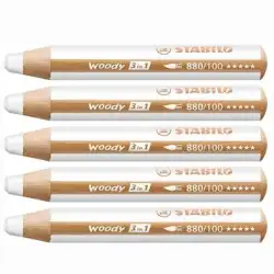 (880/100) STABILO LÁPICES DE COLORES WOODY 3 EN 1 BLANCO ESTUCHE 5 UD