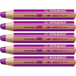 (880/370) STABILO LÁPICES DE COLORES WOODY 3 EN 1 LILA ESTUCHE 5 UD