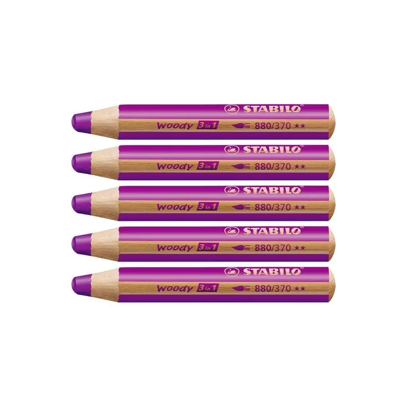(880/370) STABILO LÁPICES DE COLORES WOODY 3 EN 1 LILA ESTUCHE 5 UD