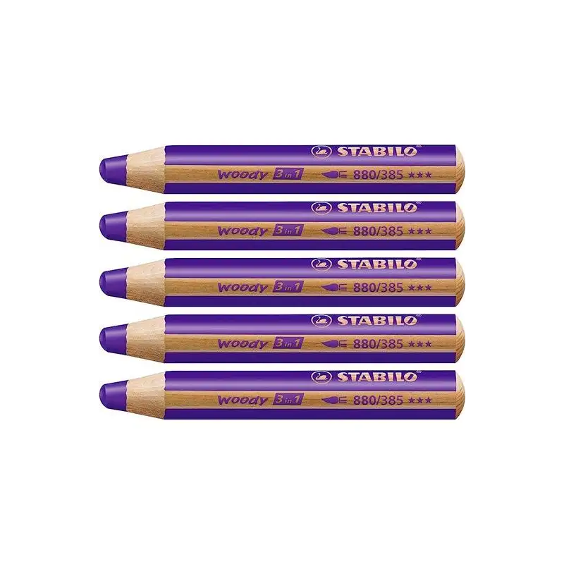 (880/385) STABILO LÁPICES DE COLORES WOODY 3 EN 1 VIOLETA ESTUCHE 5 UD