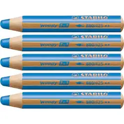 (880/425) STABILO LÁPICES DE COLORES WOODY 3 EN 1 AZUL ESTUCHE 5 UD