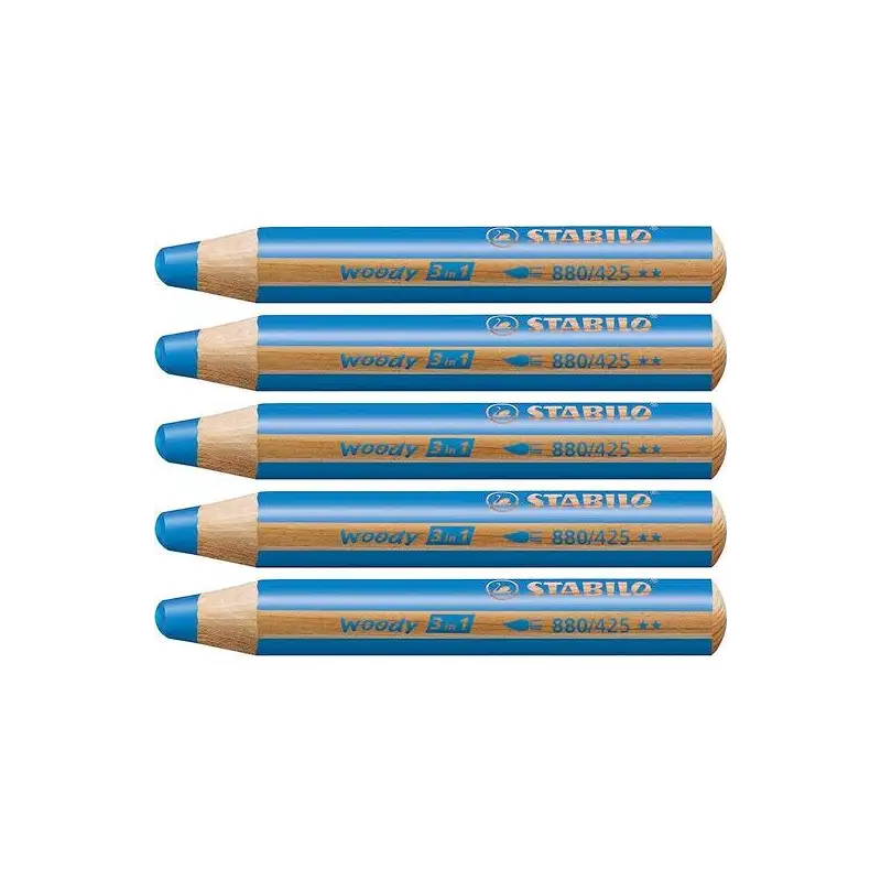 (880/425) STABILO LÁPICES DE COLORES WOODY 3 EN 1 AZUL ESTUCHE 5 UD